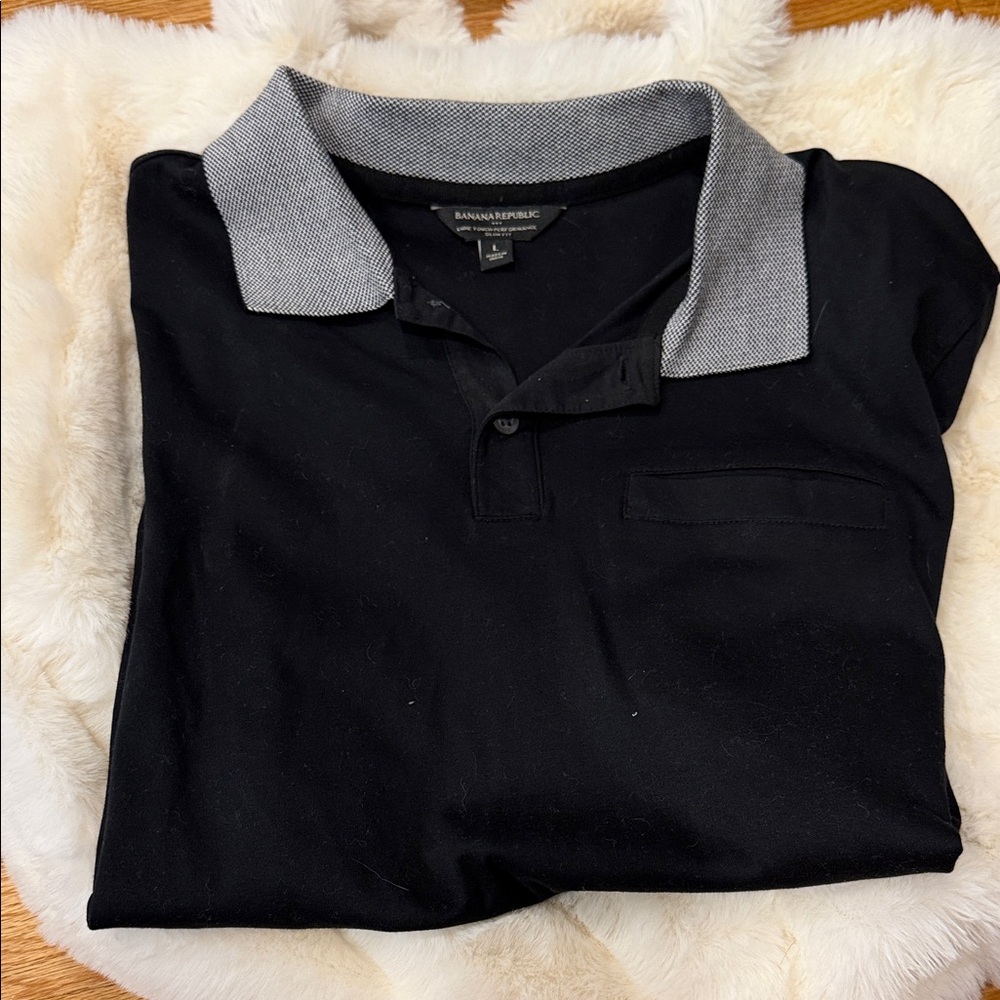Banana Republic Black Polo with Gray Collar